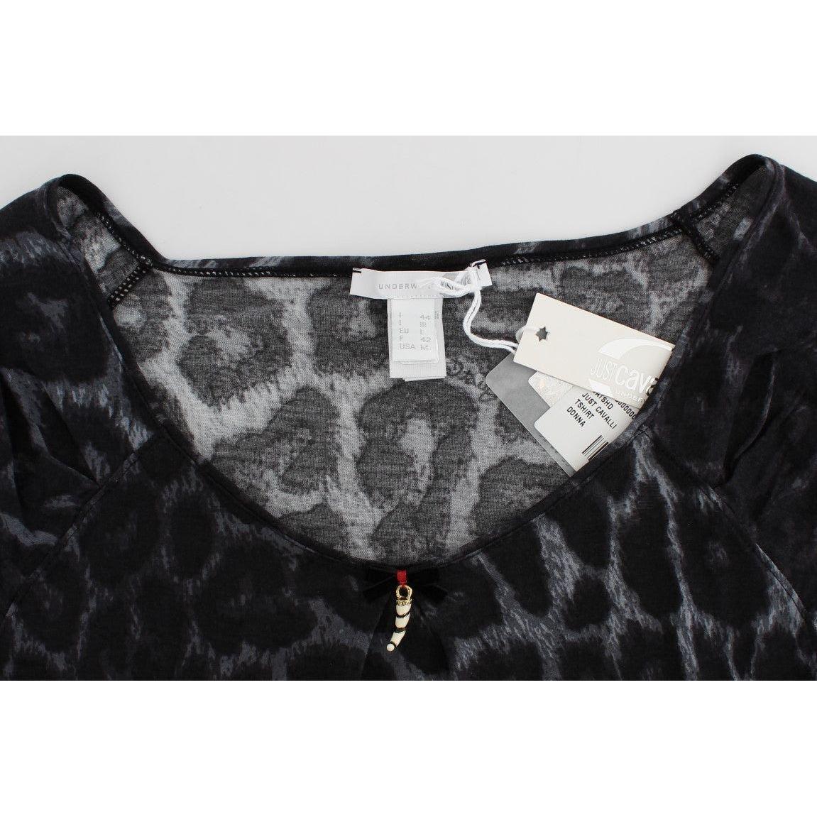 Chic Leopard Modal Top by Cavalli Cavalli Light Gray