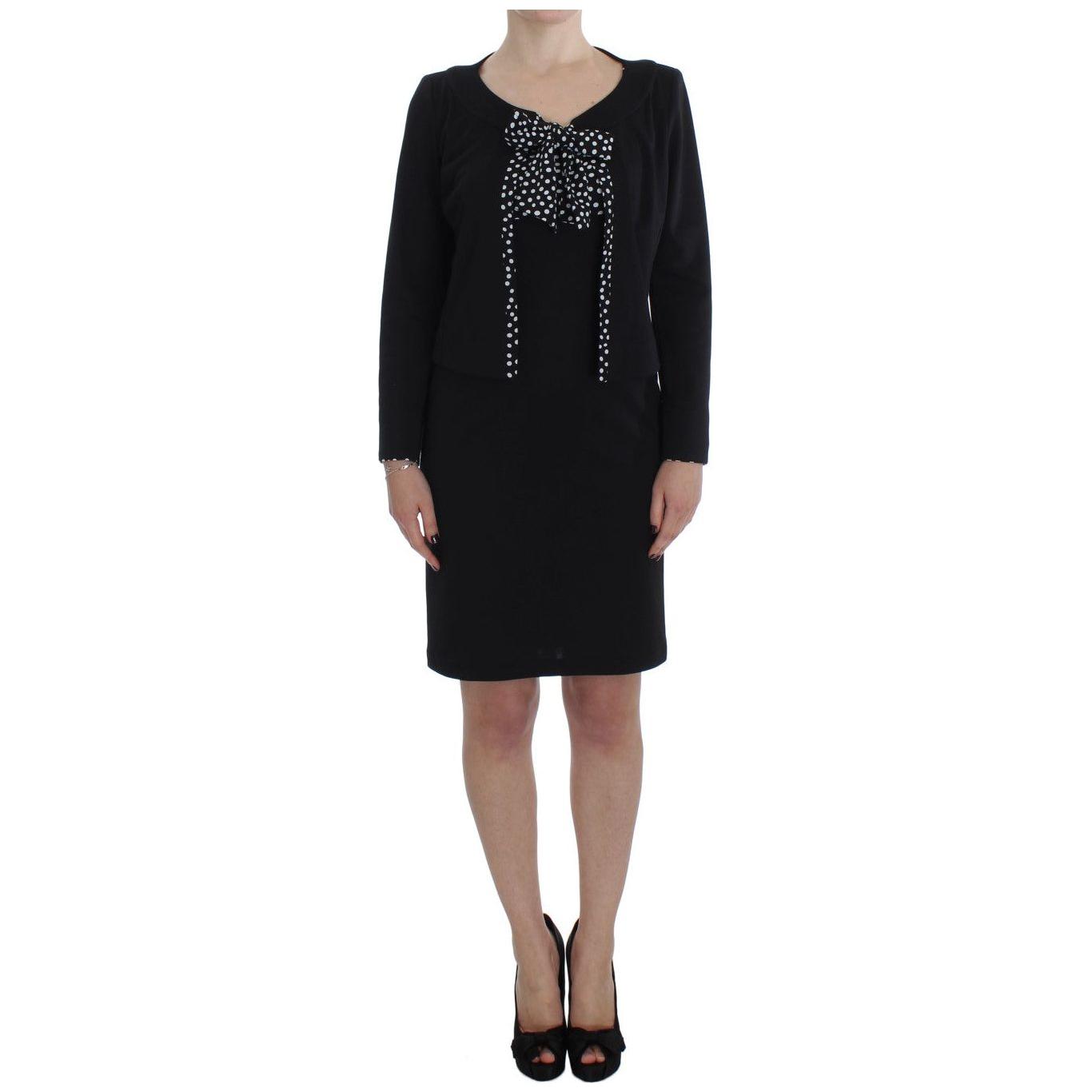 BENCIVENGA Chic Polka Dot Dress & Sweater Set BENCIVENGA Black