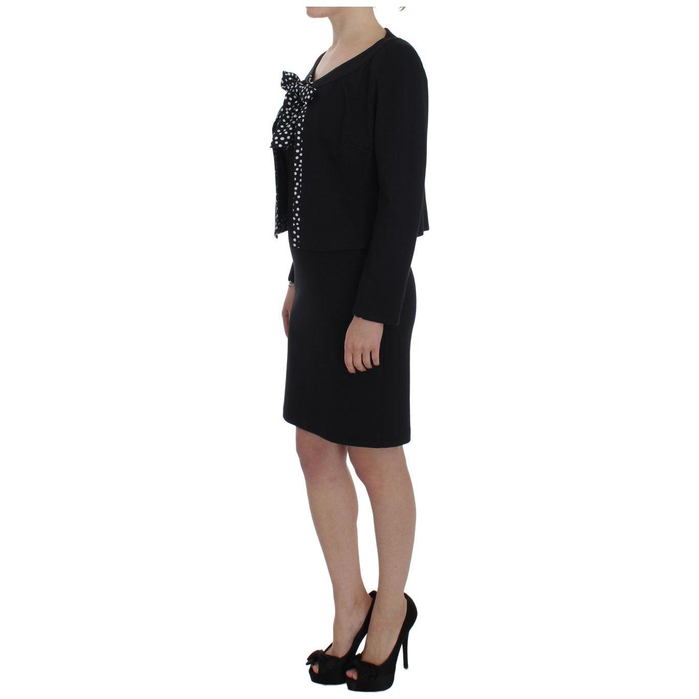 BENCIVENGA Chic Polka Dot Dress & Sweater Set BENCIVENGA Black