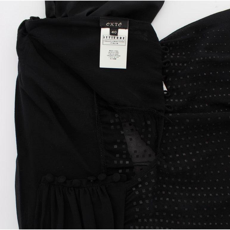 Exte Elegant Black Evening Wrap Top Blouse Exte Black