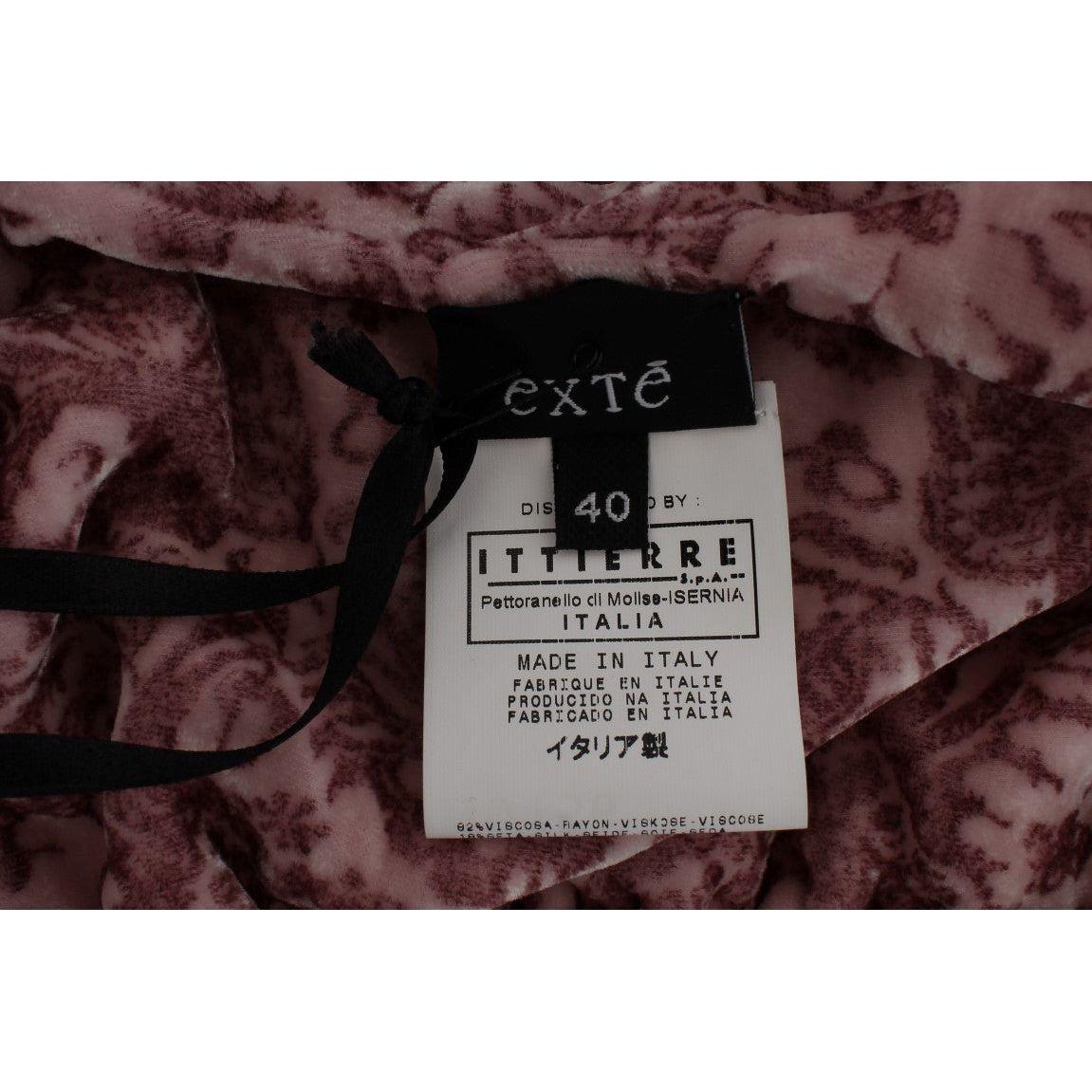 Exte Pink Floral Print Viscose Silk Blouse Top