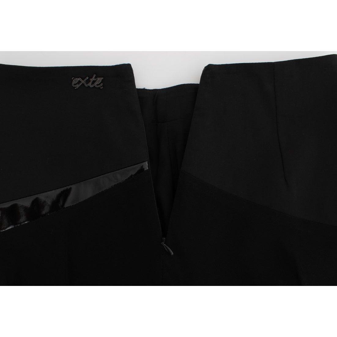 Exte Black Blue Cotton Stretch Straight Skirt