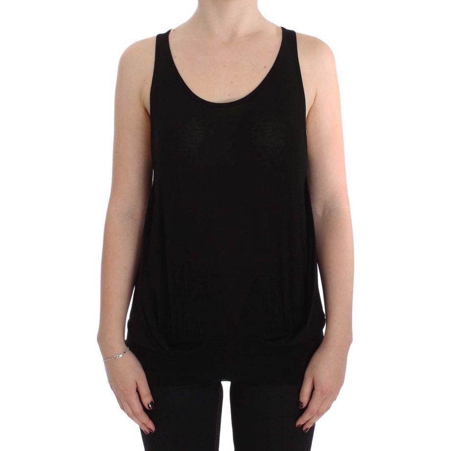 PLEIN SUD Sleek Black Cami Blouse Tank Top PLEIN SUD Tan