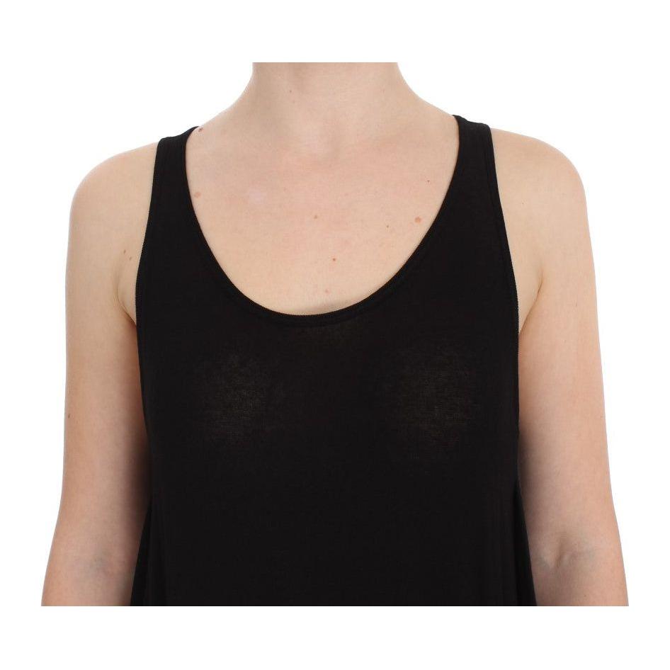 PLEIN SUD Sleek Black Cami Blouse Tank Top PLEIN SUD Tan