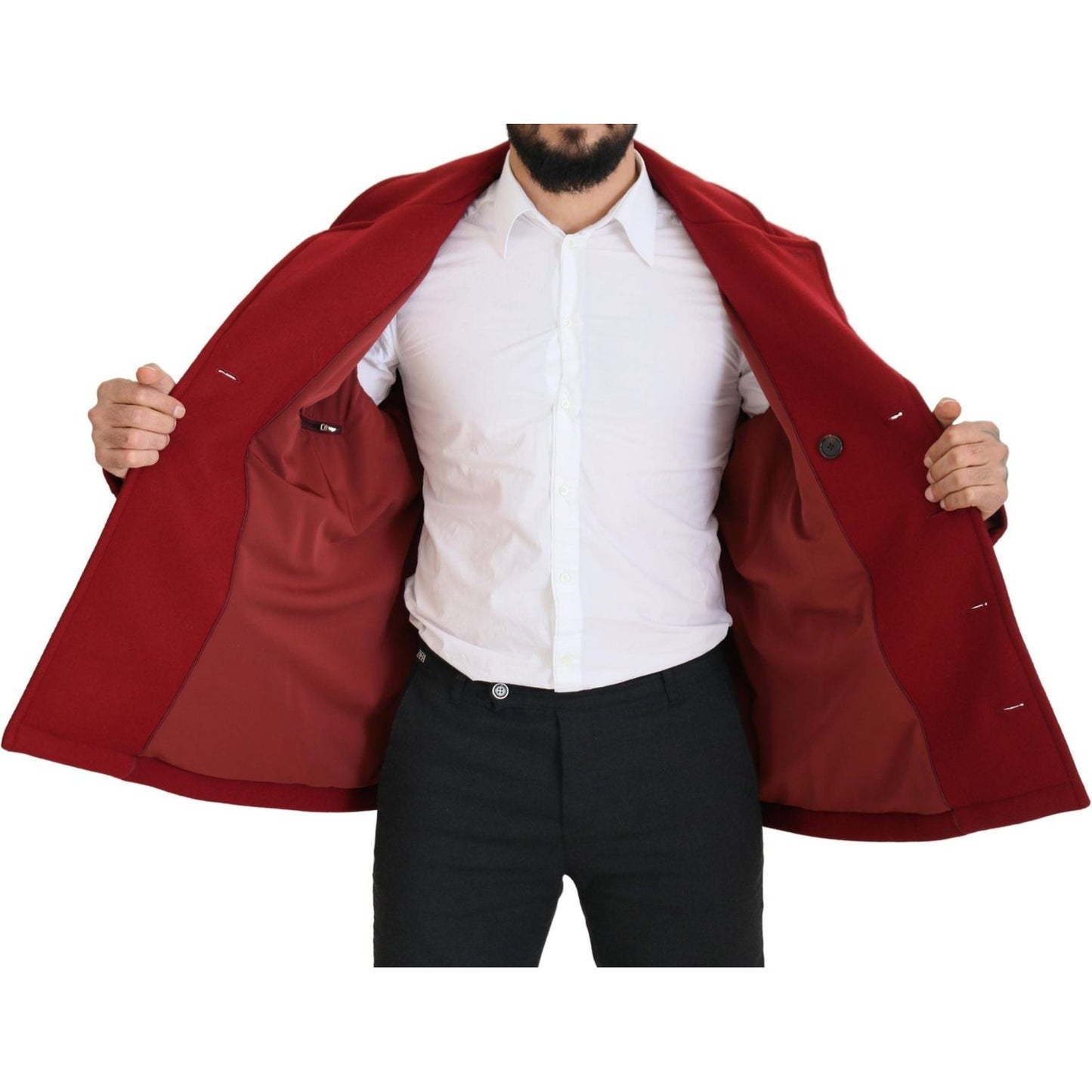 Dolce & Gabbana Elegant Red Double Breasted Wool Jacket Dolce & Gabbana Saddle Brown