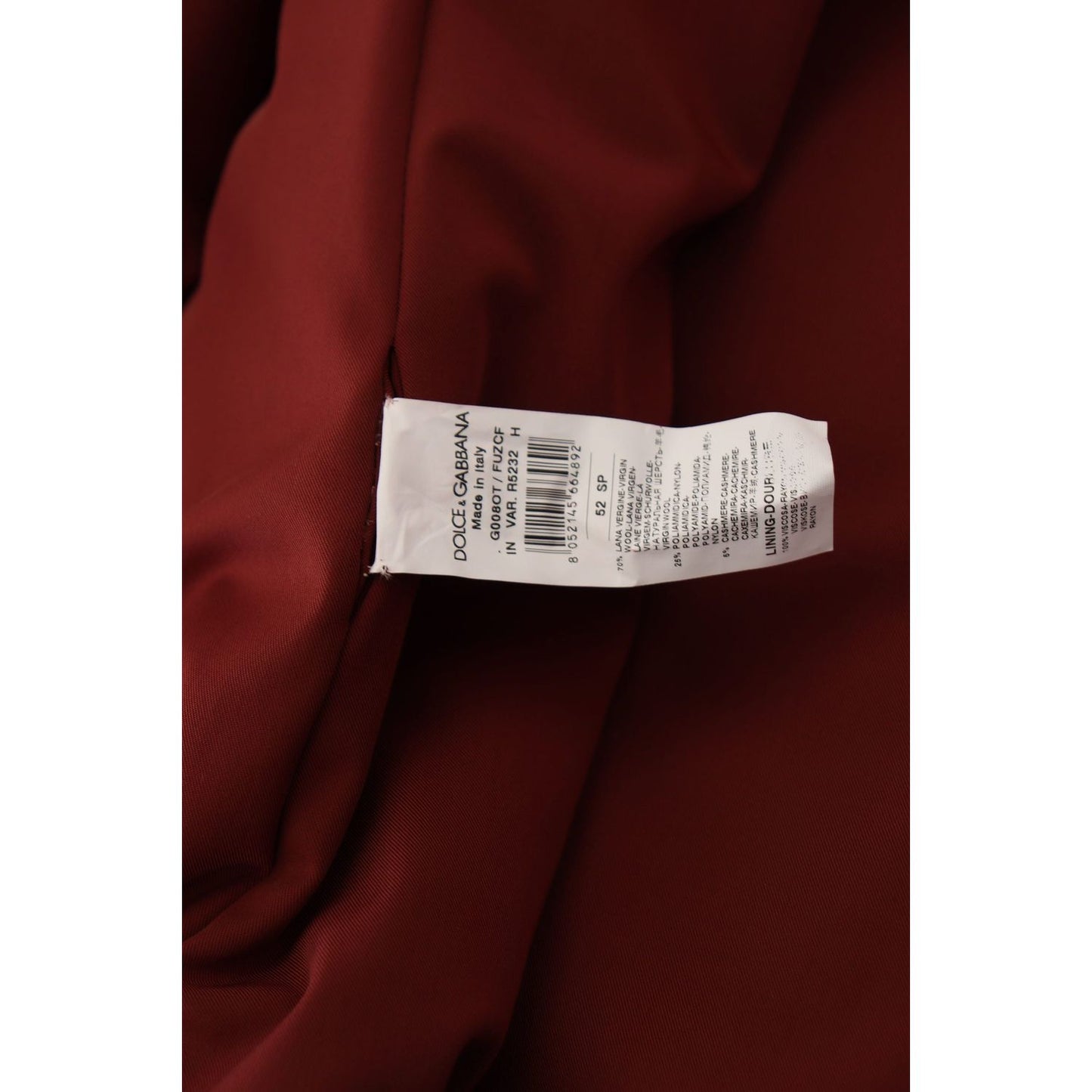 Dolce & Gabbana Elegant Red Double Breasted Wool Jacket Dolce & Gabbana Black