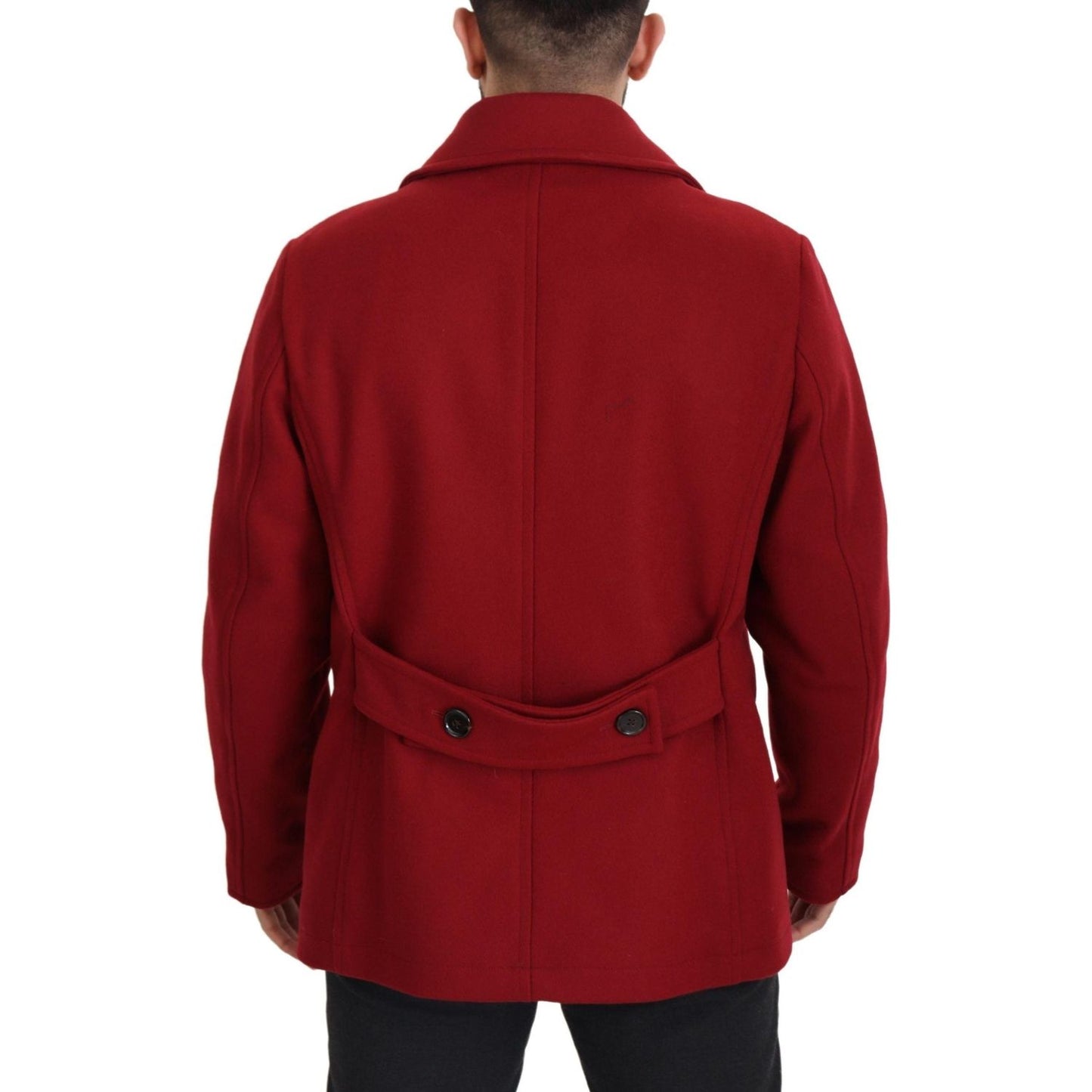 Dolce & Gabbana Elegant Red Double Breasted Wool Jacket Dolce & Gabbana Dark Red