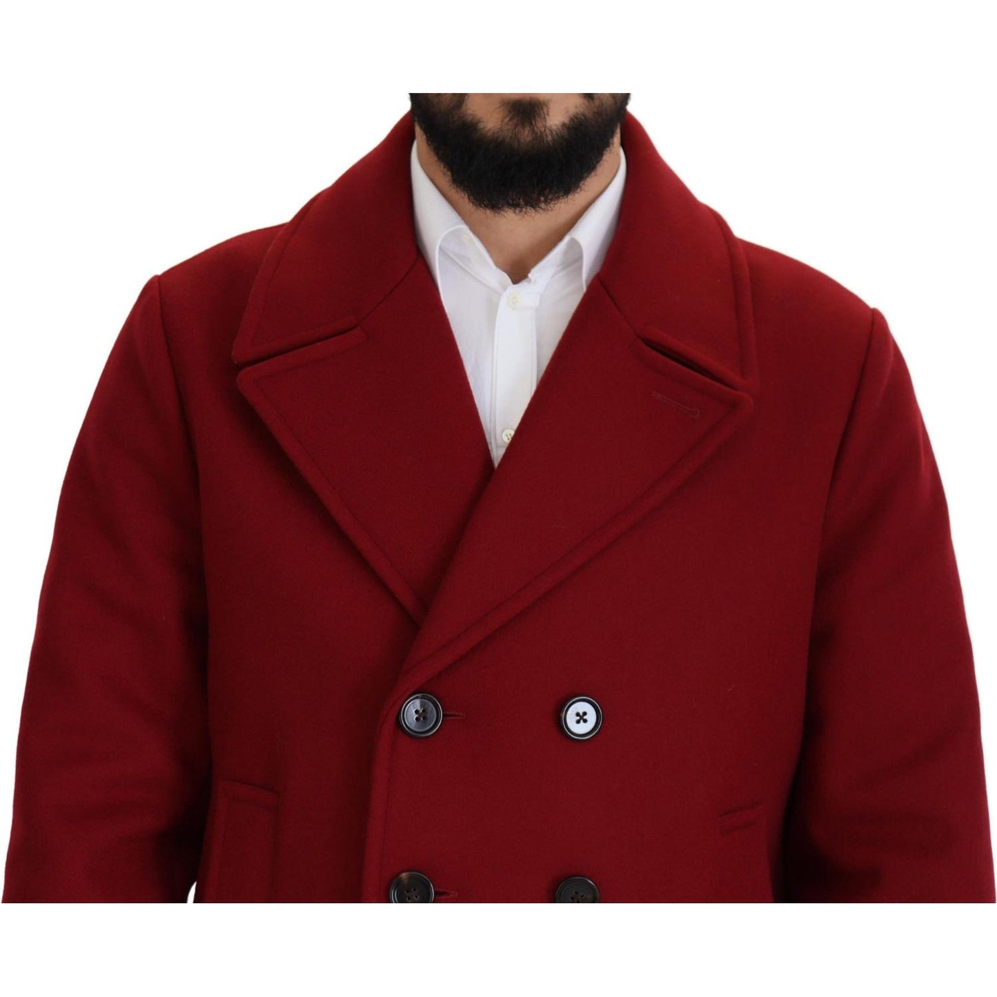 Dolce & Gabbana Elegant Red Double Breasted Wool Jacket Dolce & Gabbana Dark Red