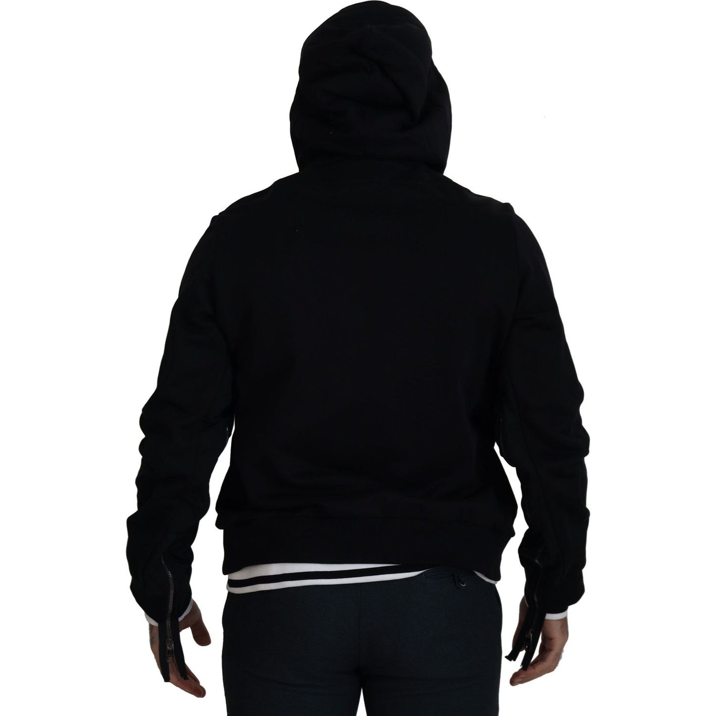 Dolce & Gabbana Elegant Black Bomber Jacket with Hood Dolce & Gabbana Black