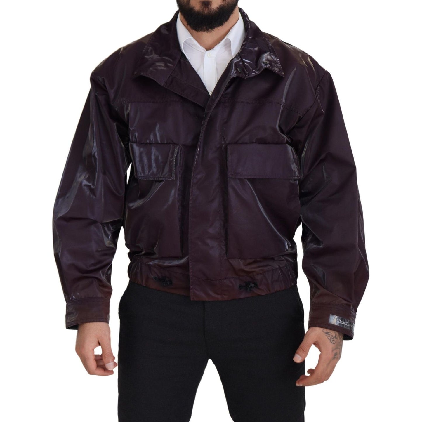 Dolce & Gabbana Elegant Purple Biker Jacket Dolce & Gabbana Black