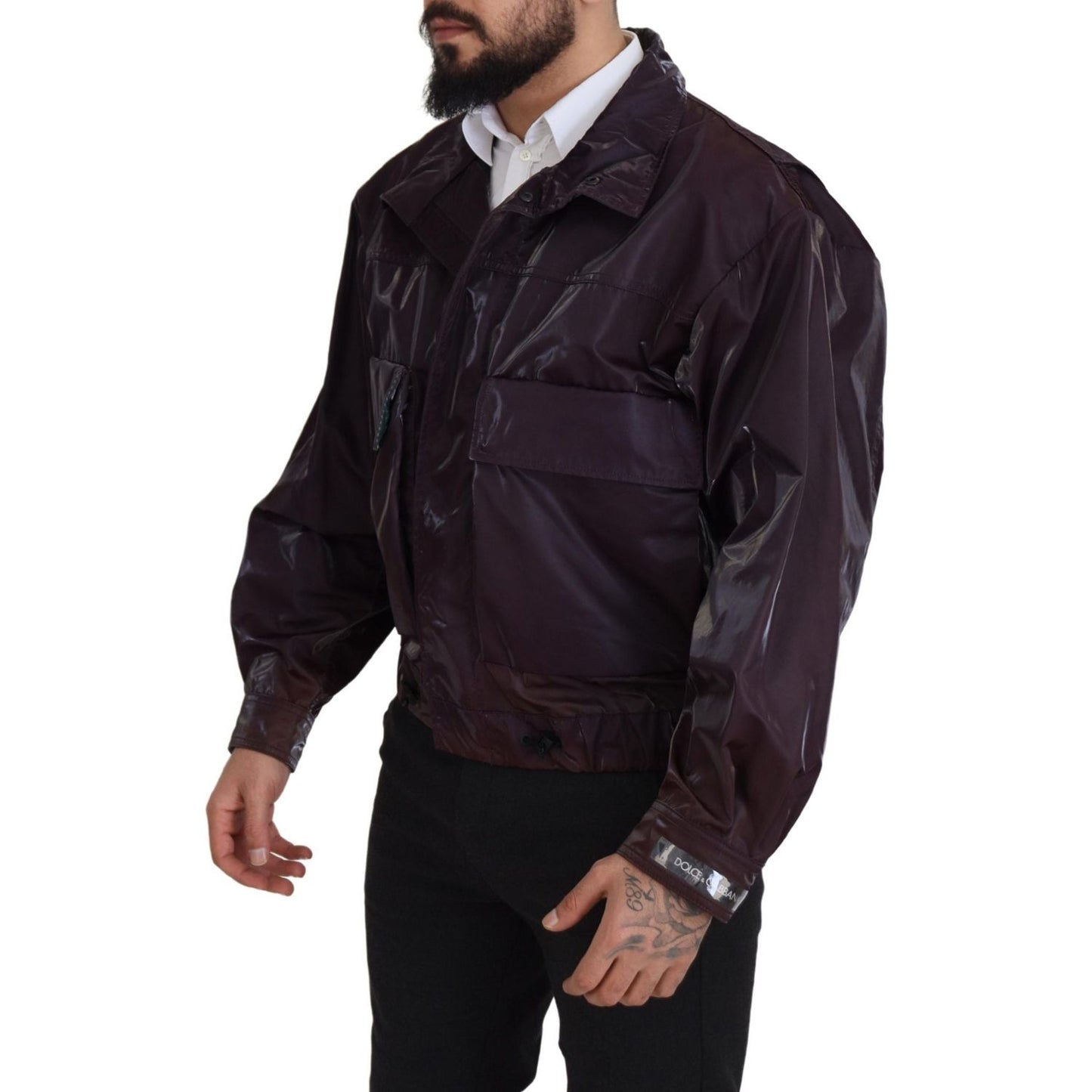 Dolce & Gabbana Elegant Purple Biker Jacket Dolce & Gabbana Black
