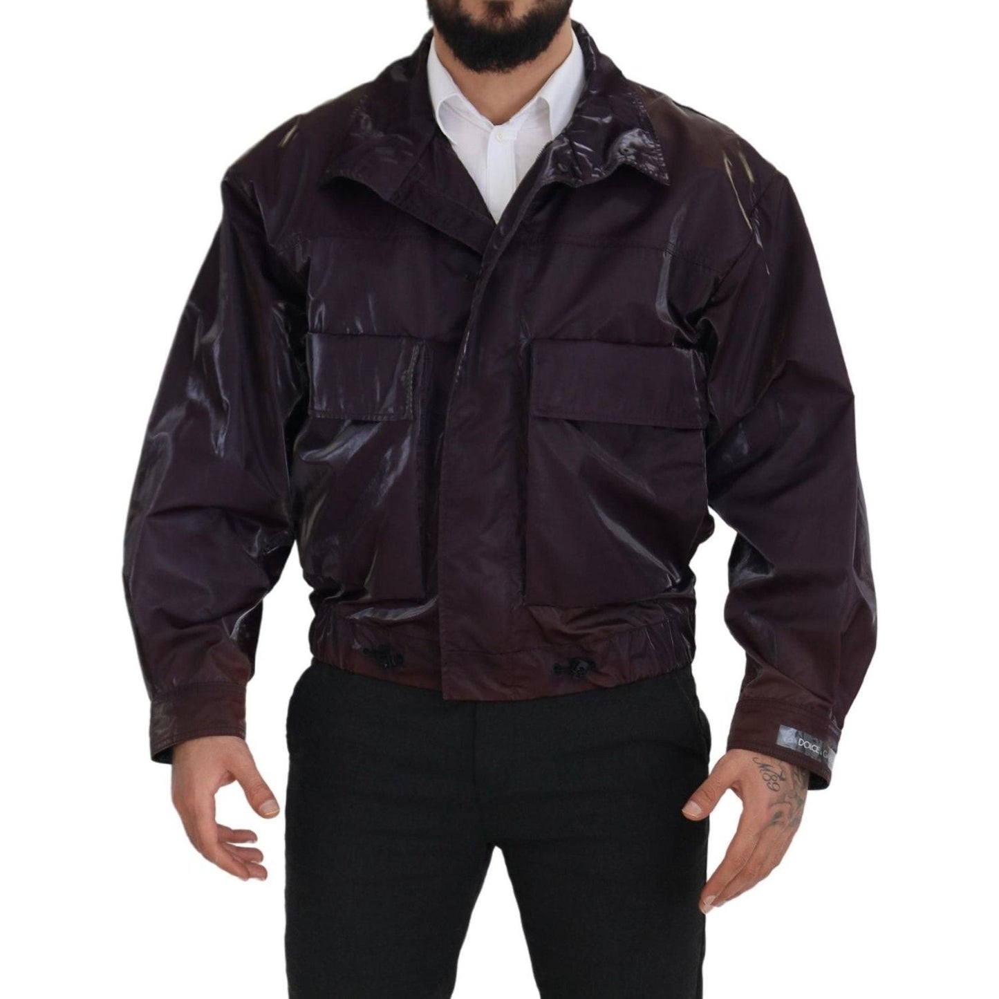 Dolce & Gabbana Elegant Purple Biker Jacket Dolce & Gabbana Black