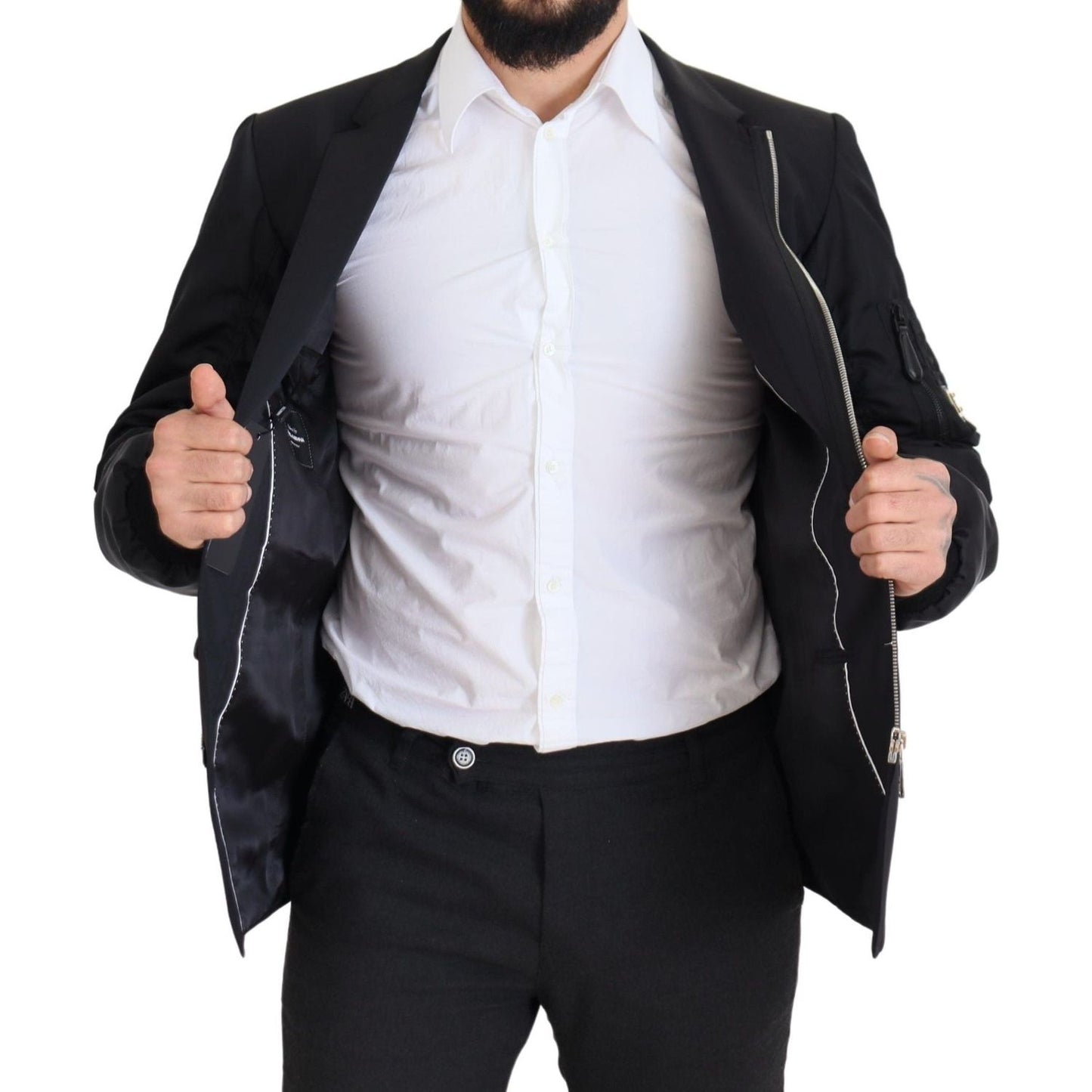 Dolce & Gabbana Elegant Black Virgin Wool Jacket Dolce & Gabbana Dark Slate Gray