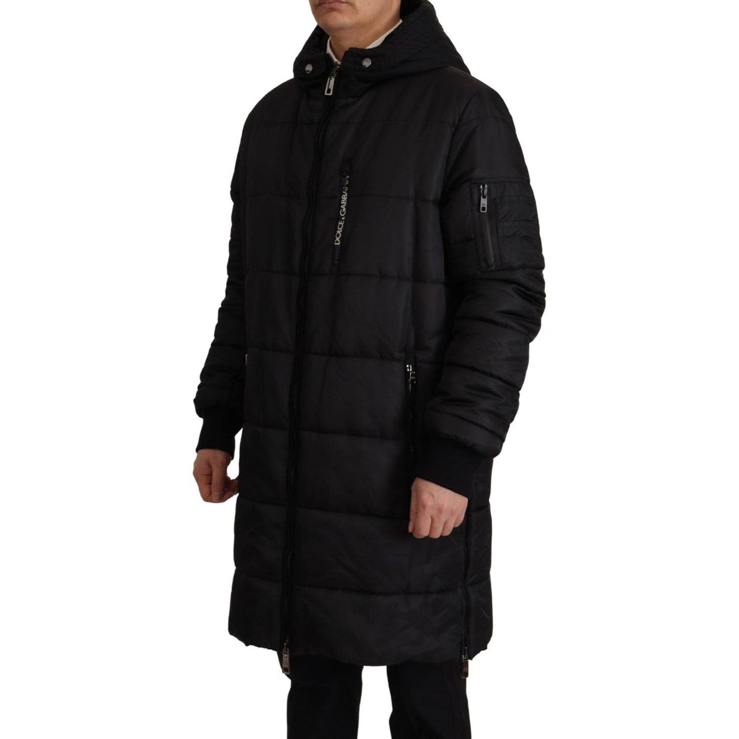 Dolce & Gabbana Elegant Black Hooded Parka Winter Jacket Dolce & Gabbana Black