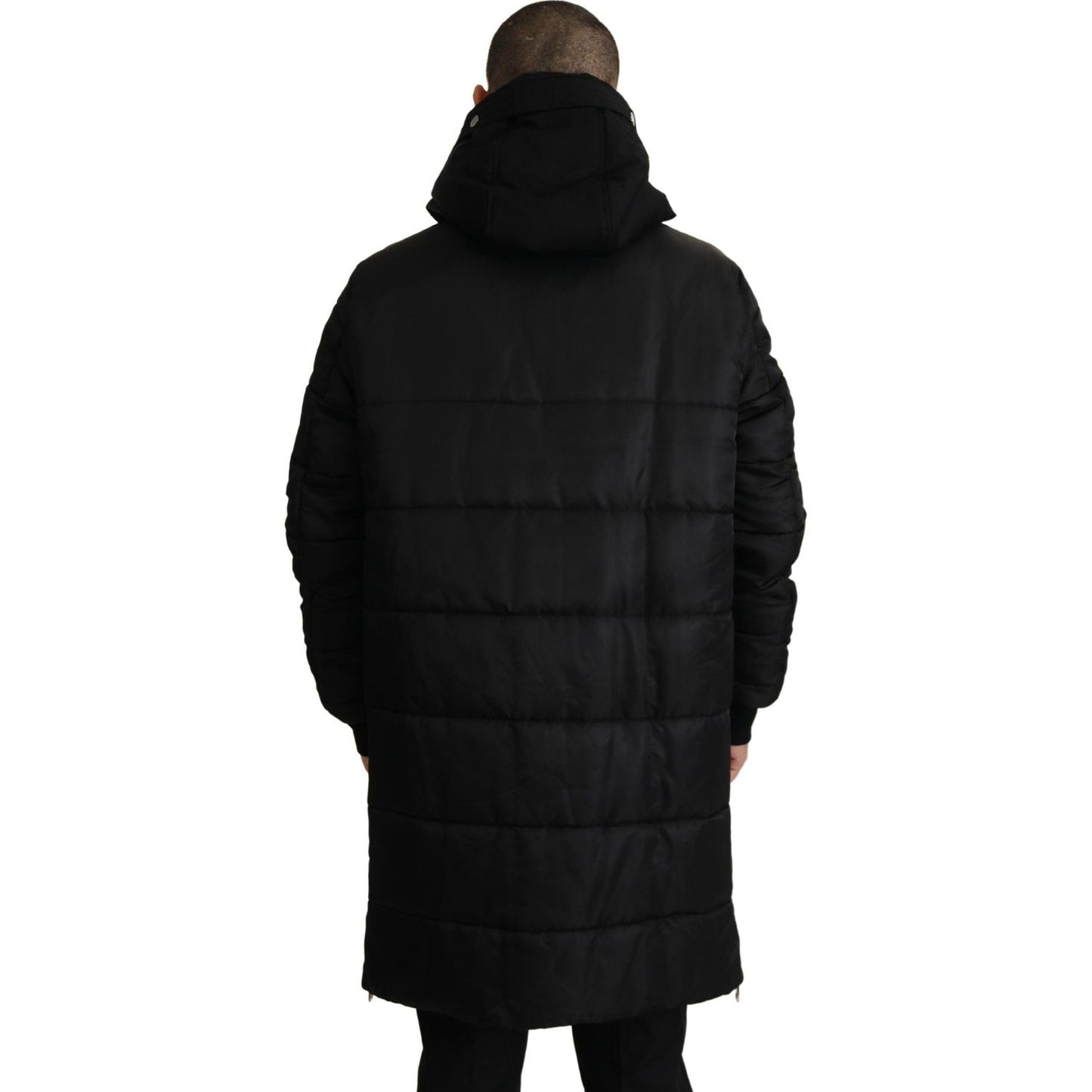 Dolce & Gabbana Elegant Black Hooded Parka Winter Jacket Dolce & Gabbana Black