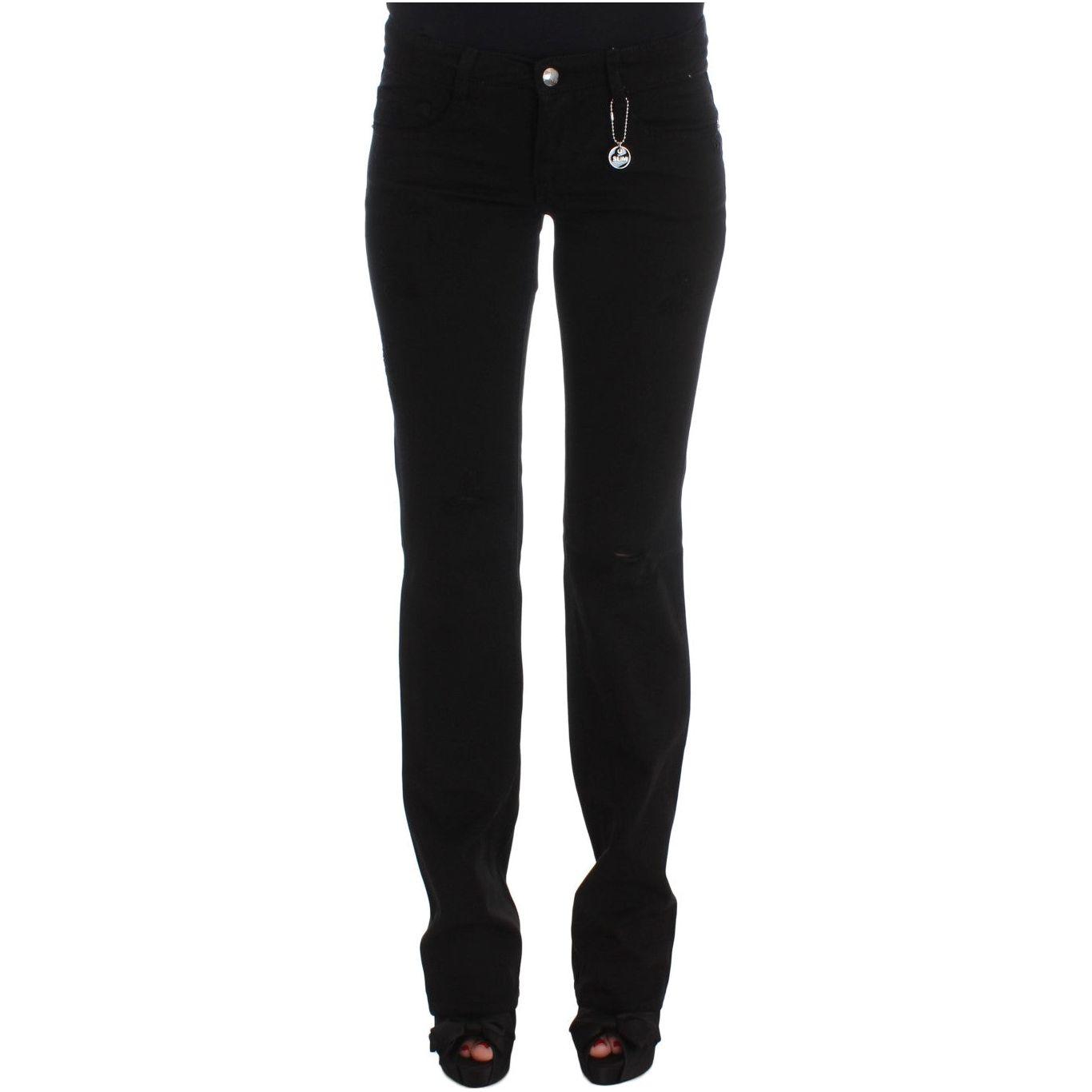 Costume National Chic Black Slim Fit Zippered Cotton Jeans Jeans & Pants Costume National Black