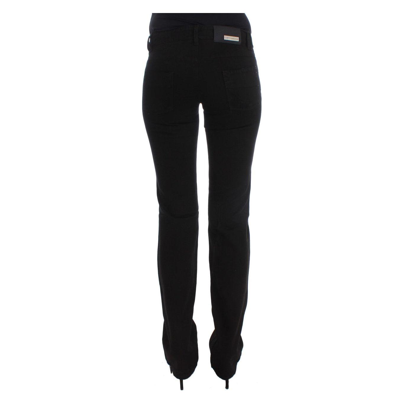 Costume National Chic Black Slim Fit Zippered Cotton Jeans Jeans & Pants Costume National Black