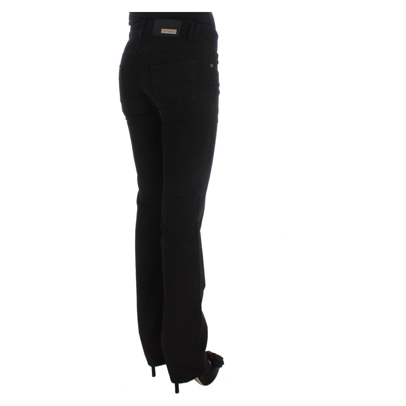 Costume National Chic Black Slim Fit Zippered Cotton Jeans Jeans & Pants Costume National Black