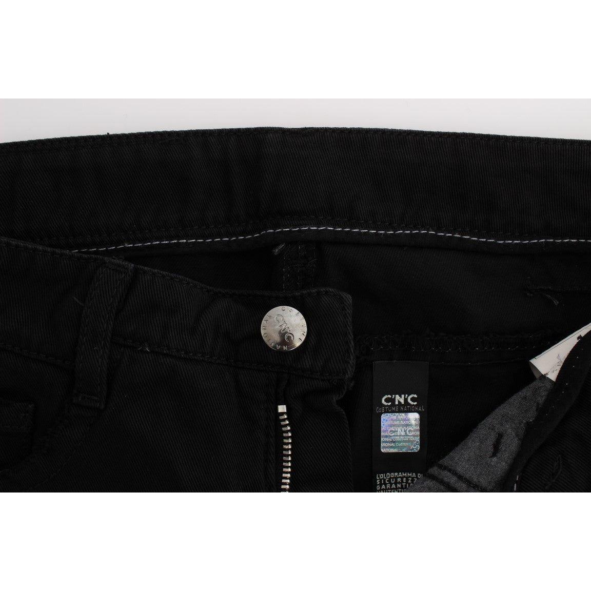 Costume National Chic Black Slim Fit Zippered Cotton Jeans Jeans & Pants Costume National Black