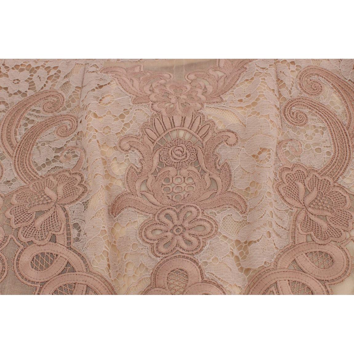 Dolce & Gabbana Elegant Pink Lace Embroidered Shift Dress Dolce & Gabbana Rosy Brown