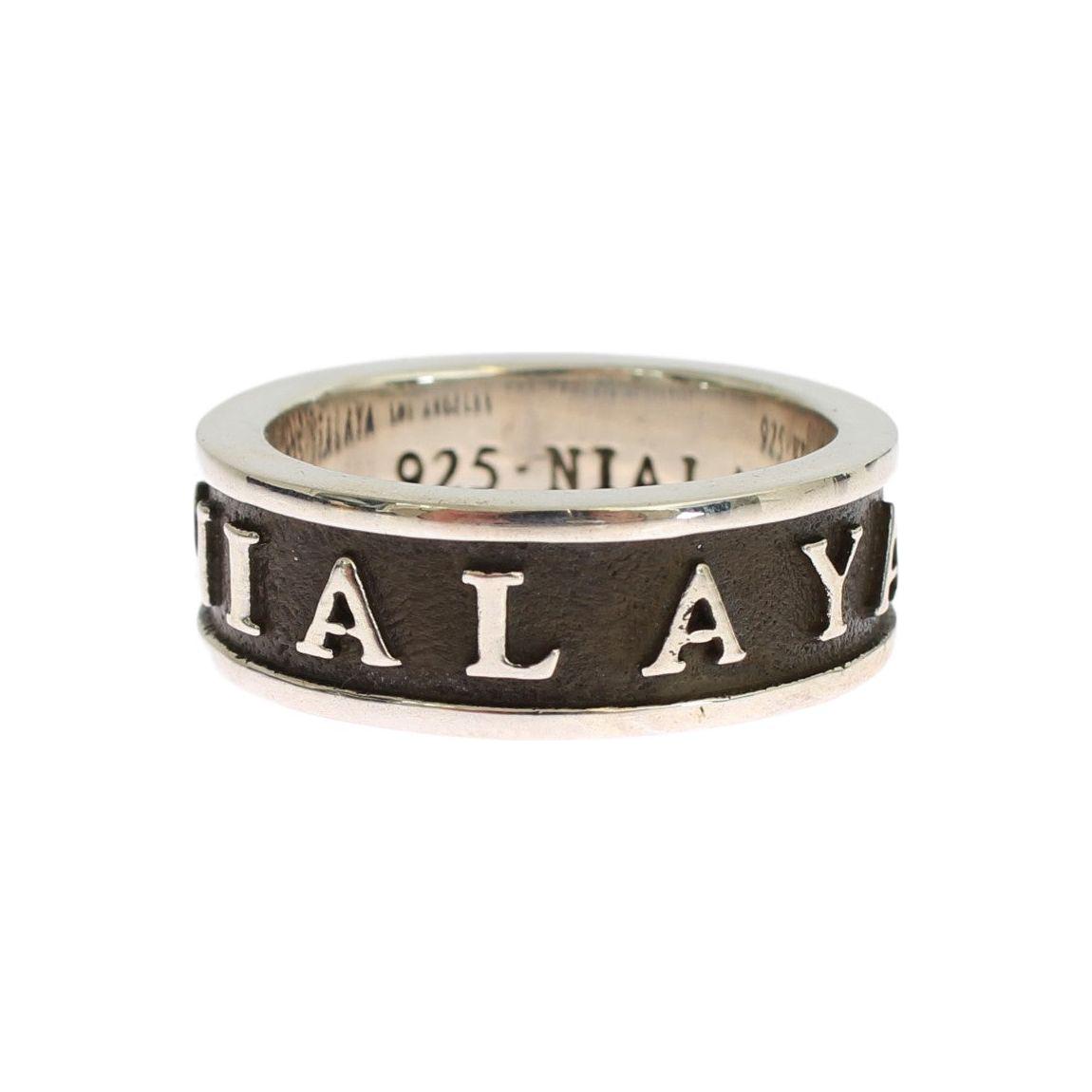 Nialaya Elegant Silver and Black Men's Sterling Ring Ring Nialaya Light Gray