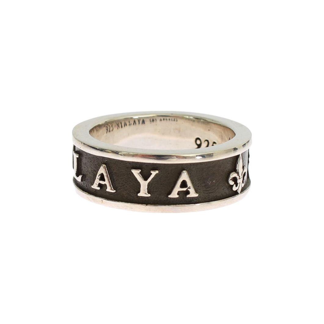 Nialaya Elegant Silver and Black Men's Sterling Ring Ring Nialaya Light Gray