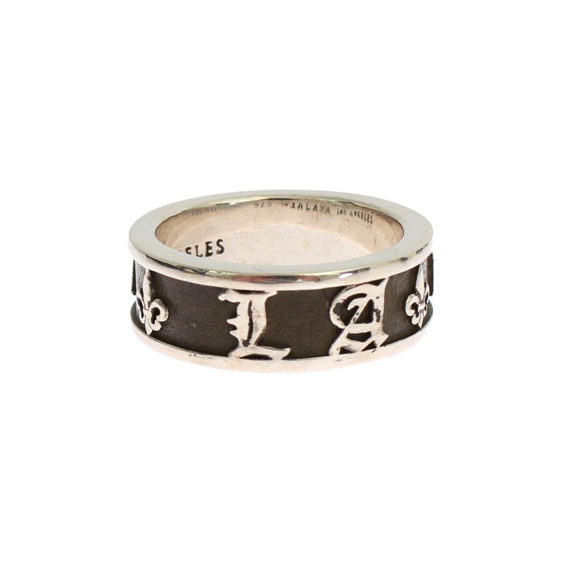 Nialaya Elegant Silver and Black Men's Sterling Ring Ring Nialaya Dark Slate Gray
