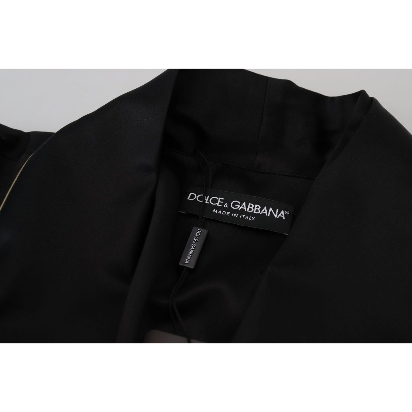 Dolce & Gabbana Elegant Black Silk Long Robe Coat Dolce & Gabbana Black