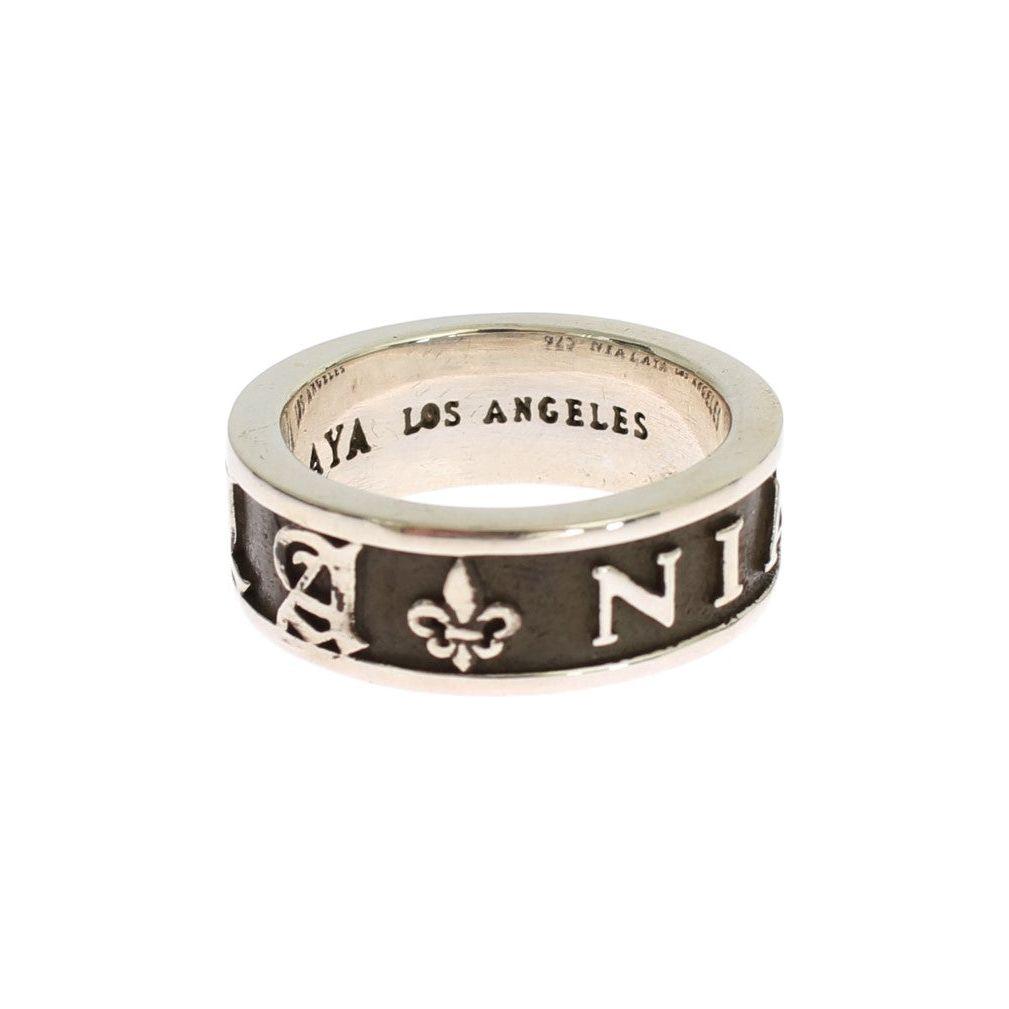Nialaya Elegant Silver and Black Men's Sterling Ring Ring Nialaya Light Gray