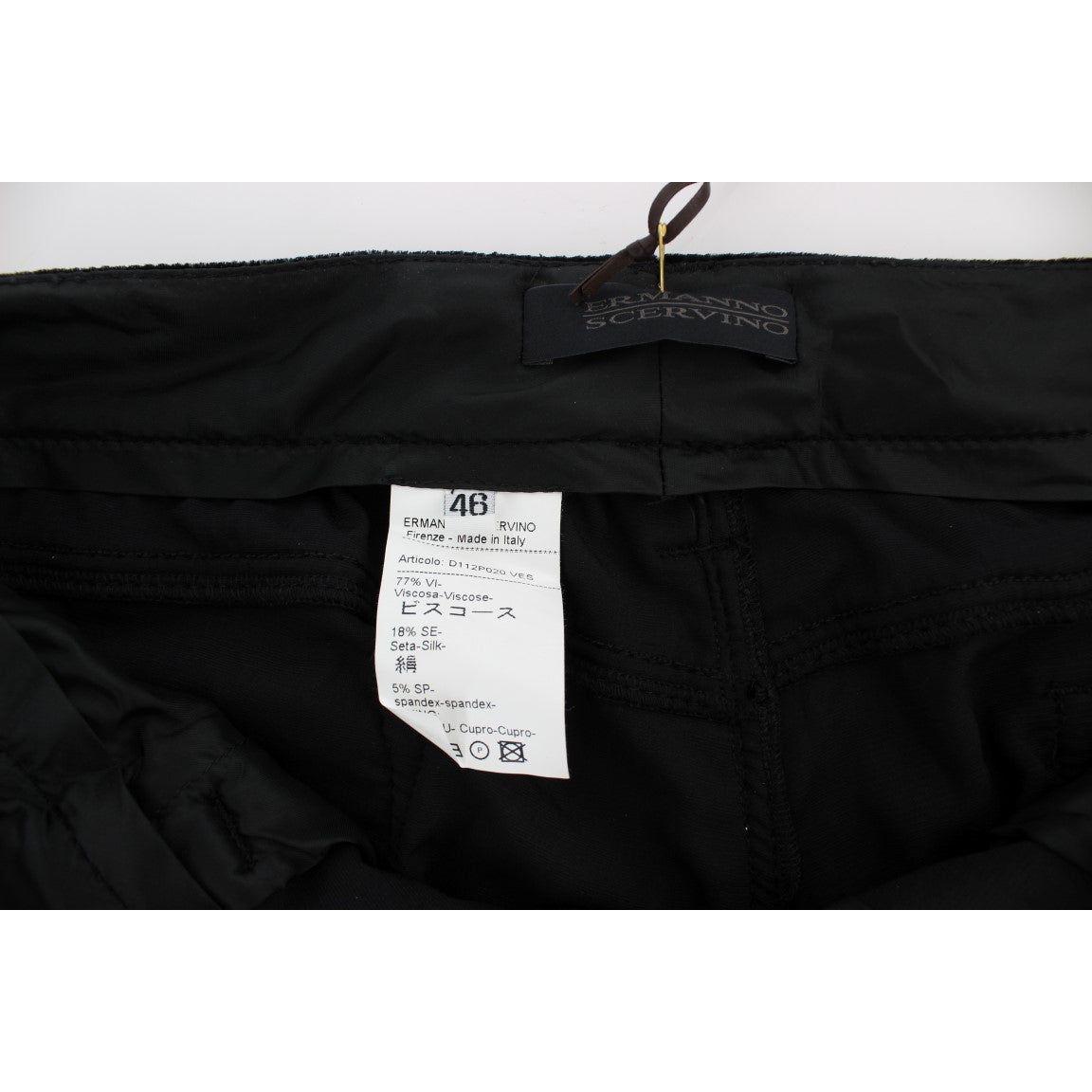 Ermanno Scervino Elegant Black Slim Fit Trousers Ermanno Scervino Light Gray
