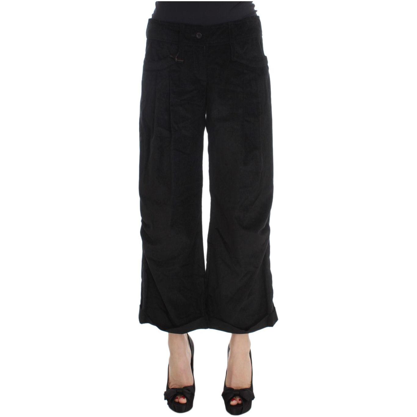 Ermanno Scervino Chic Black Wide Leg Cotton Jeans Jeans & Pants Ermanno Scervino Black