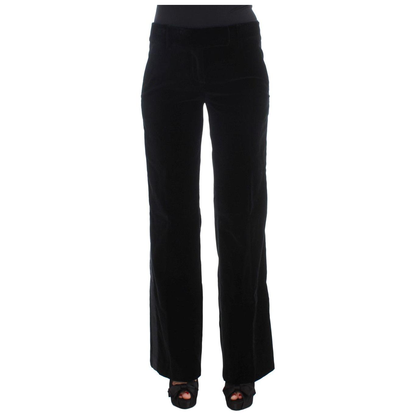 Ermanno Scervino Elegant Black Wide Leg Silk Blend Pants Jeans & Pants Ermanno Scervino Black