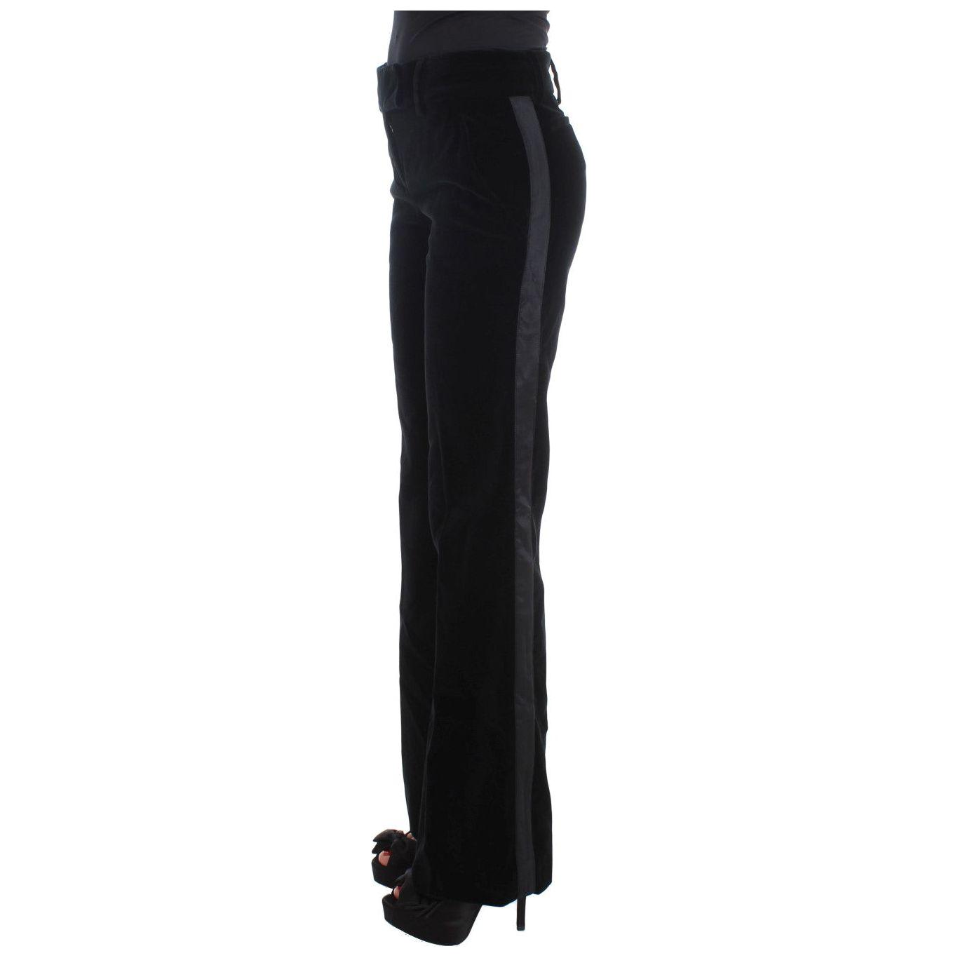 Ermanno Scervino Elegant Black Wide Leg Silk Blend Pants Jeans & Pants Ermanno Scervino Black