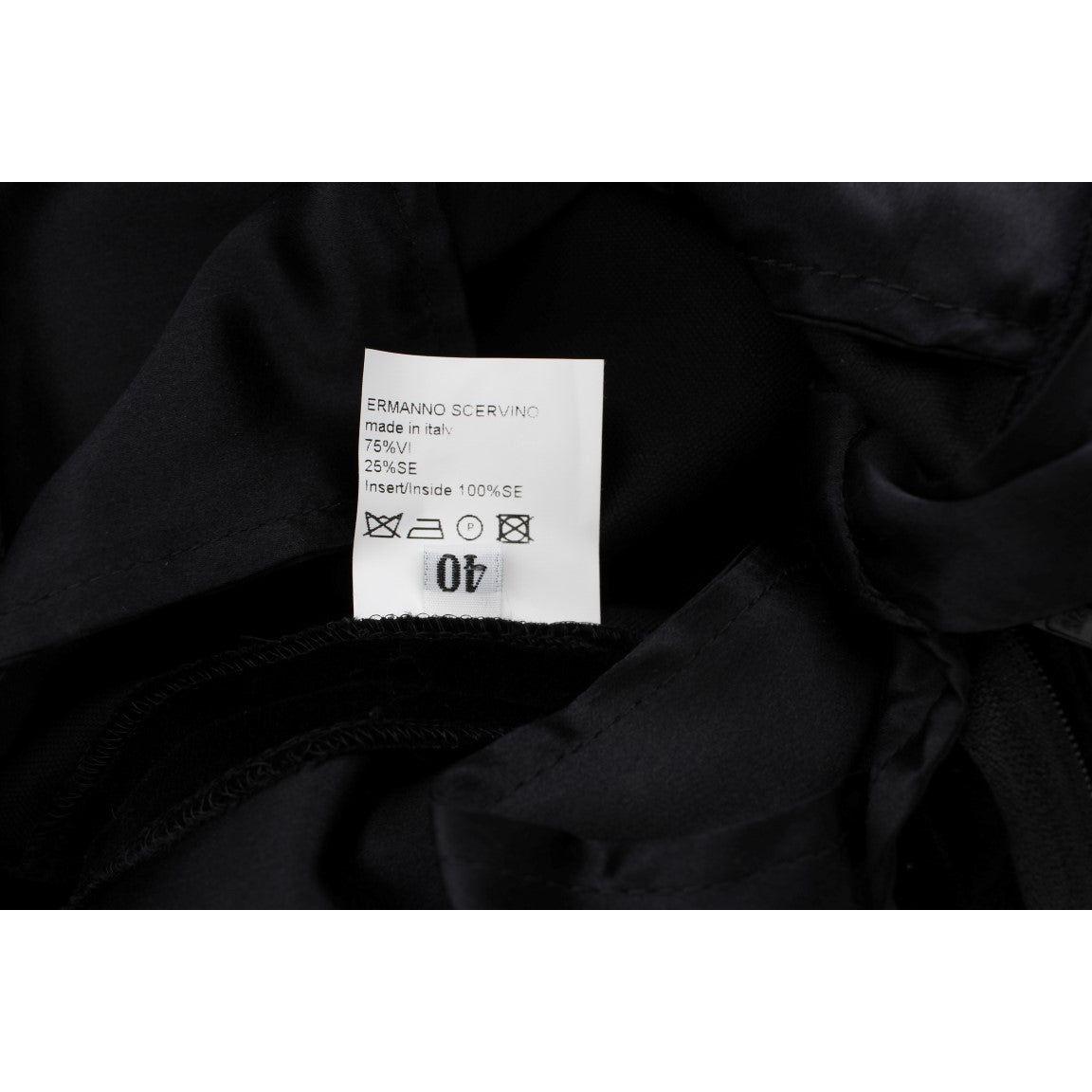 Ermanno Scervino Elegant Black Wide Leg Silk Blend Pants Jeans & Pants Ermanno Scervino Black