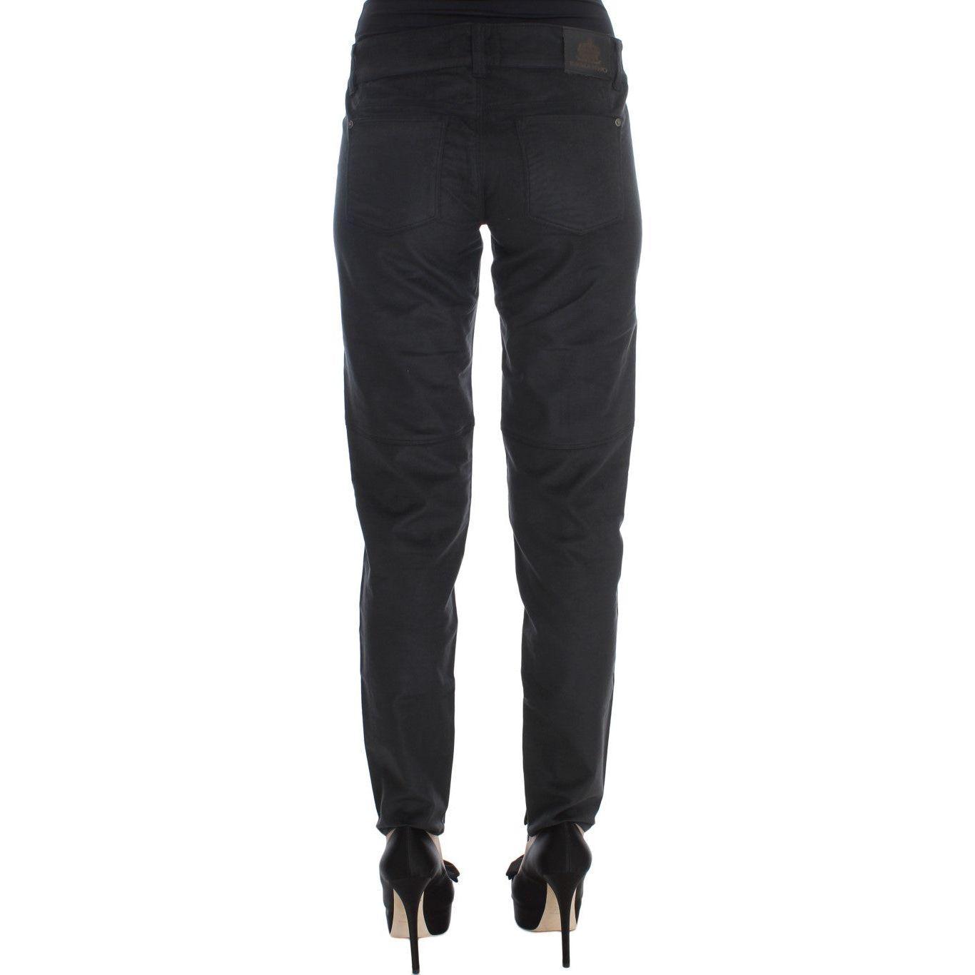 Ermanno Scervino Chic Black Regular Fit Trousers Jeans & Pants Ermanno Scervino Dark Slate Gray