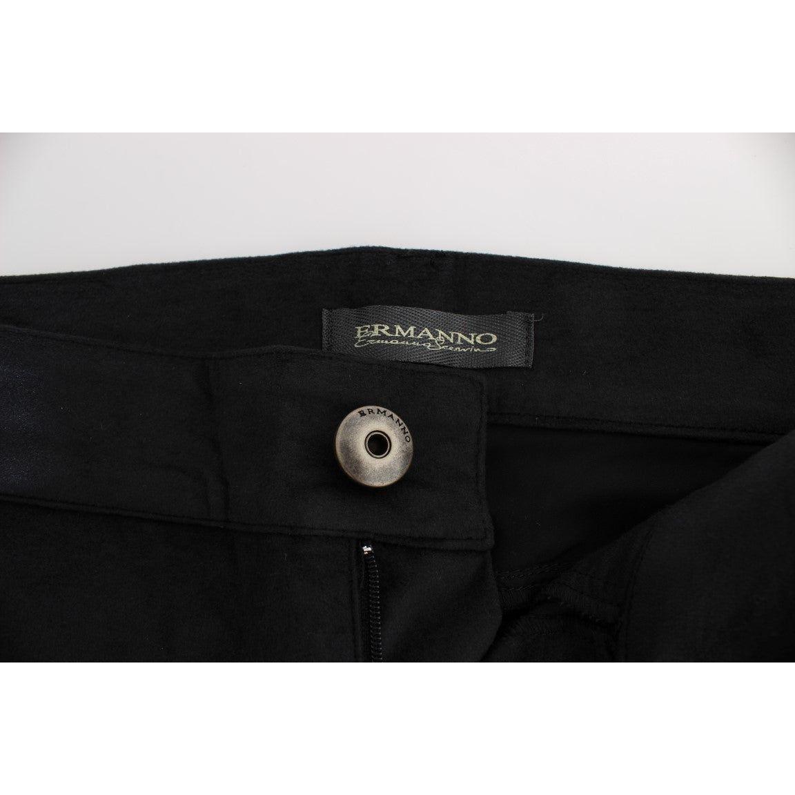 Ermanno Scervino Chic Black Regular Fit Trousers Jeans & Pants Ermanno Scervino Light Gray