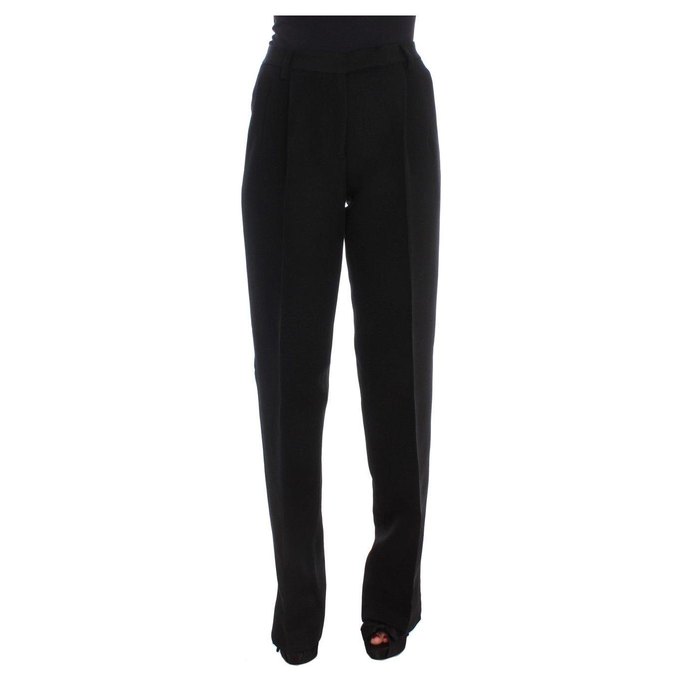 Ermanno Scervino Chic Black Wide Leg Silk Blend Jeans Jeans & Pants Ermanno Scervino Black