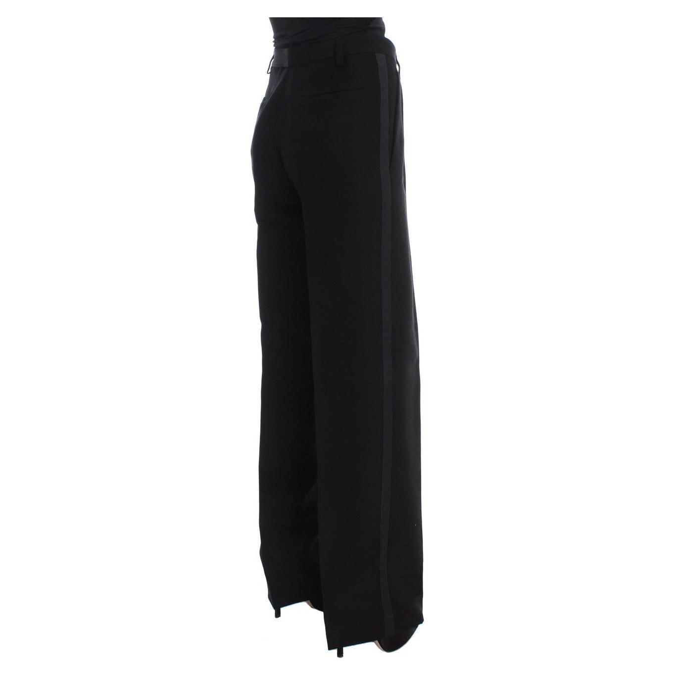 Ermanno Scervino Chic Black Wide Leg Silk Blend Jeans Jeans & Pants Ermanno Scervino Black