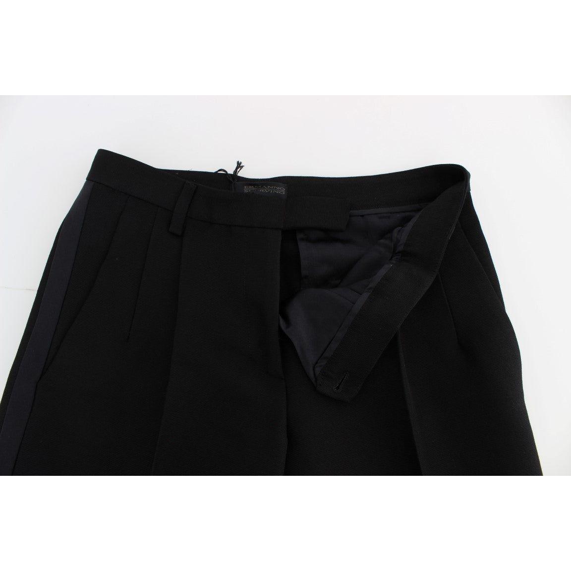 Ermanno Scervino Chic Black Wide Leg Silk Blend Jeans Jeans & Pants Ermanno Scervino Black