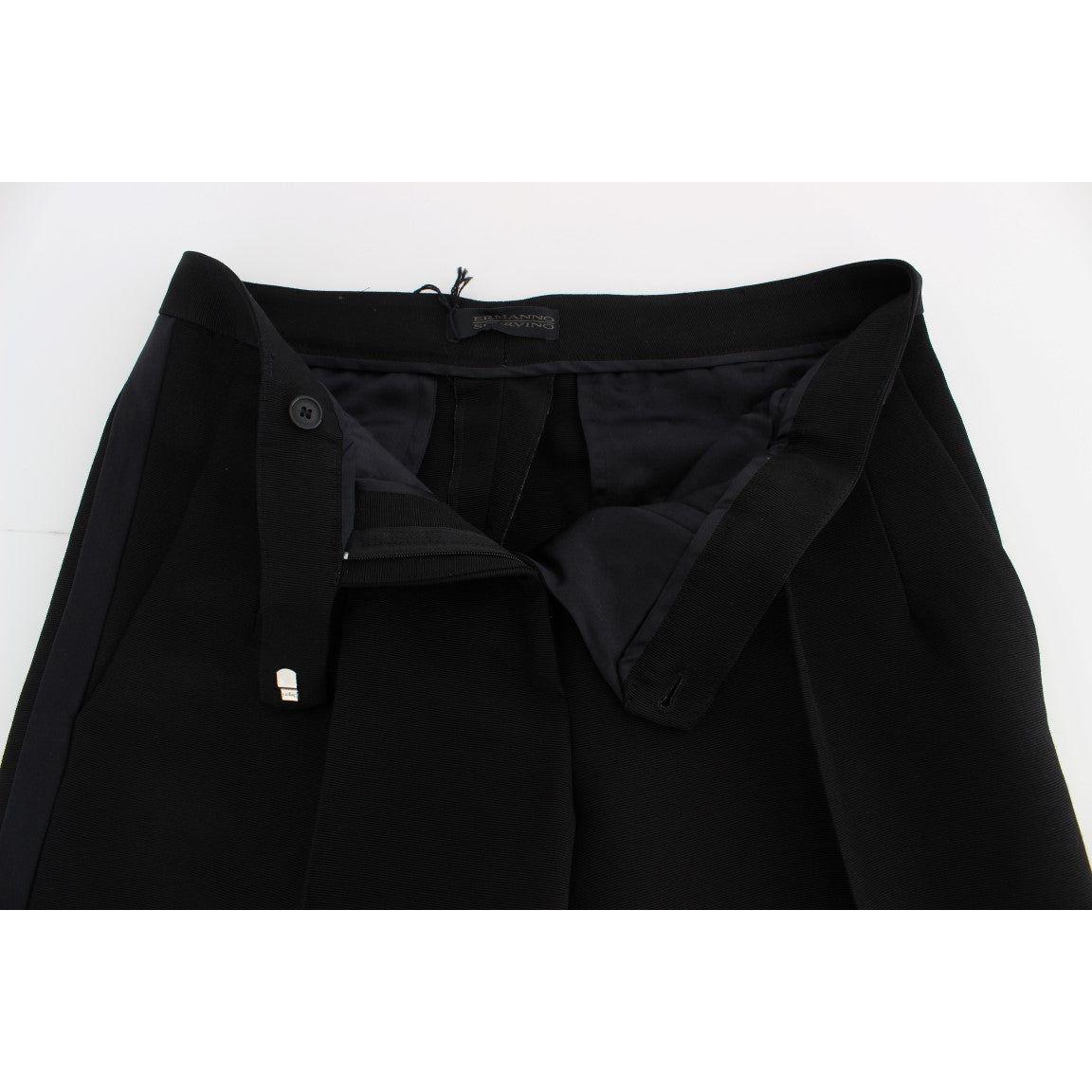 Ermanno Scervino Chic Black Wide Leg Silk Blend Jeans Jeans & Pants Ermanno Scervino Black
