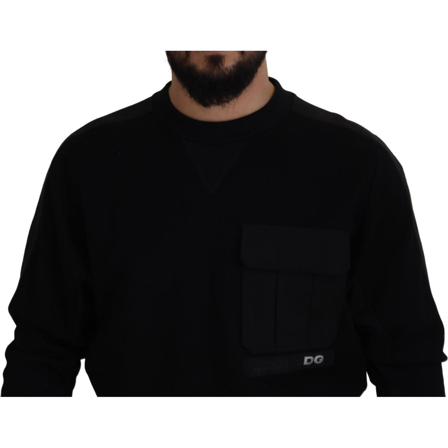 Dolce & Gabbana Elegant Crewneck Cotton Blend Sweater Dolce & Gabbana Black