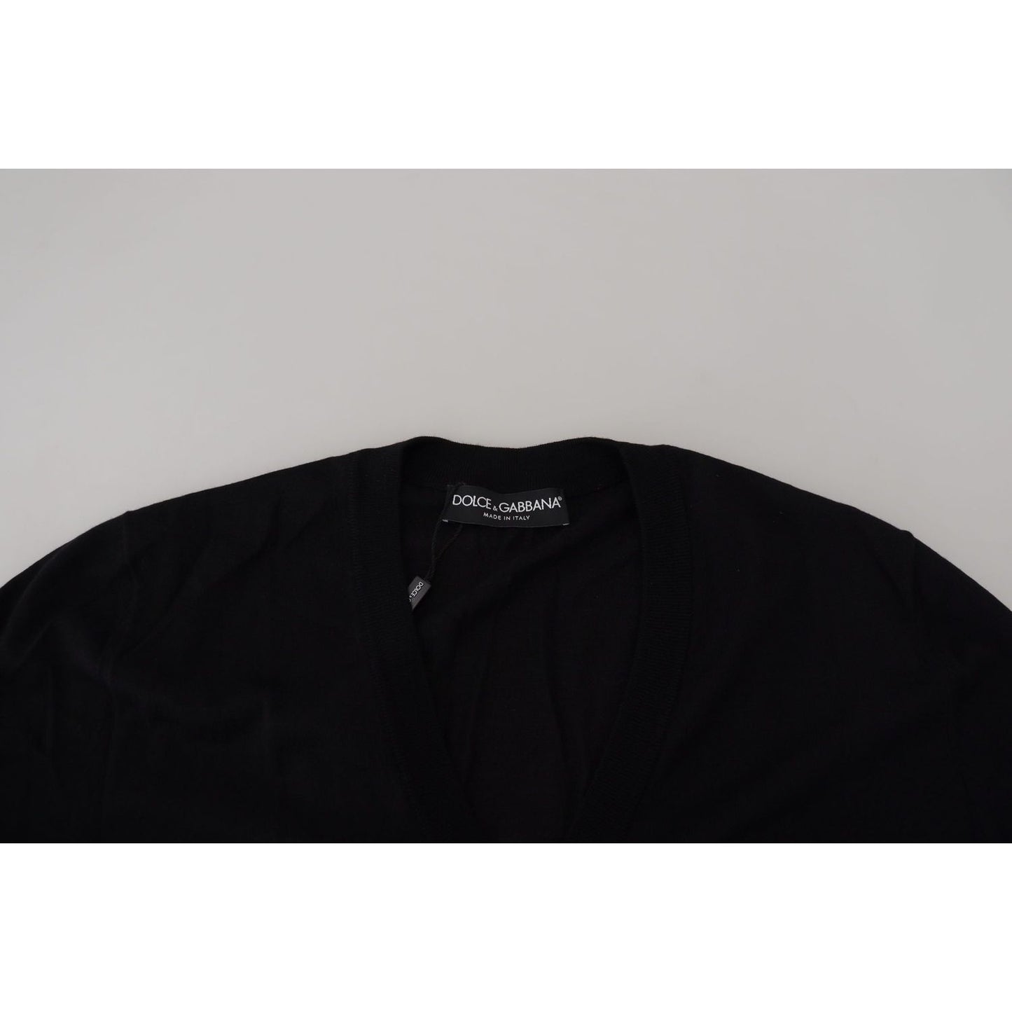 Dolce & Gabbana Elegant Wool Buttoned Black Cardigan Dolce & Gabbana Gray