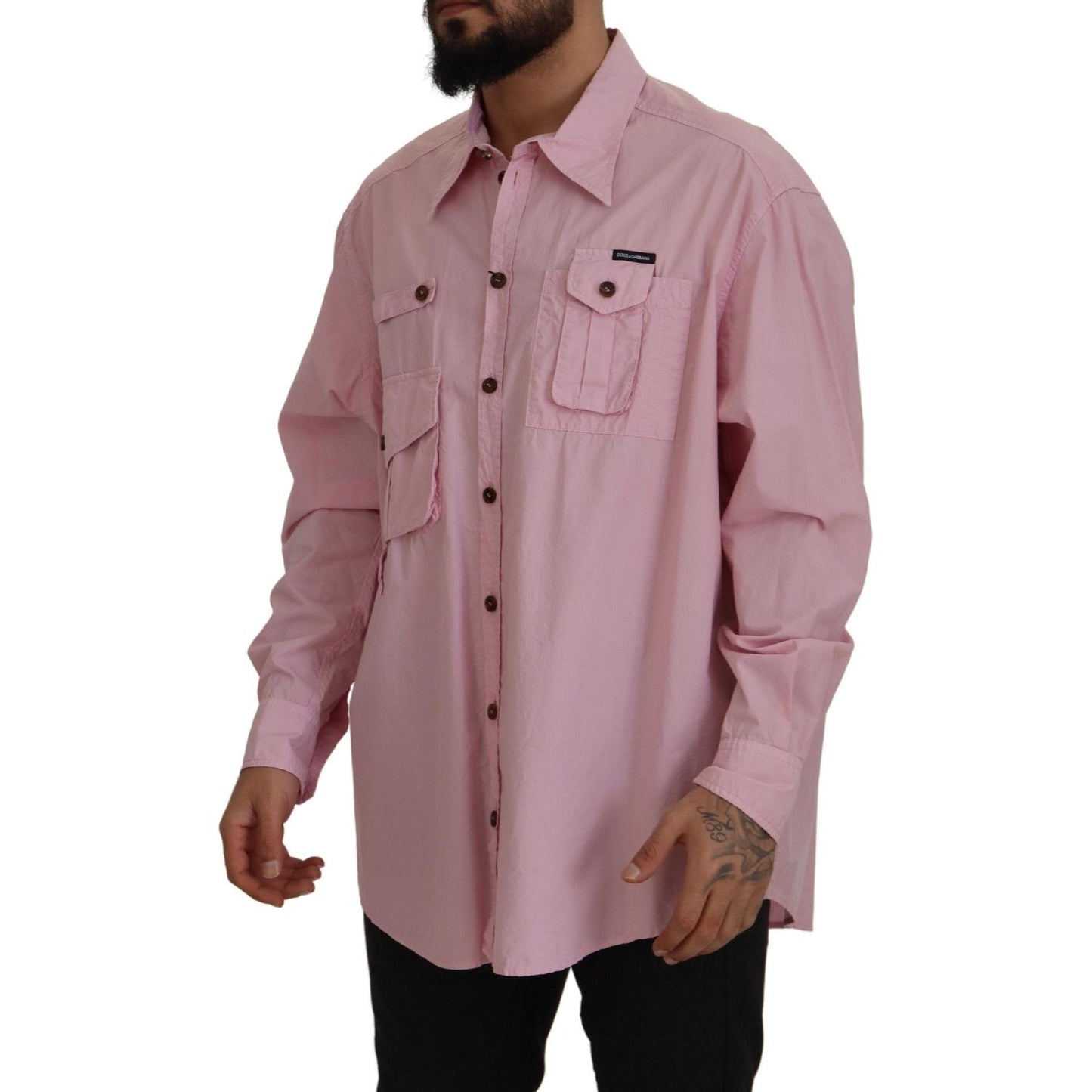 Dolce & Gabbana Elegant Pink Casual Cotton Shirt Dolce & Gabbana Rosy Brown