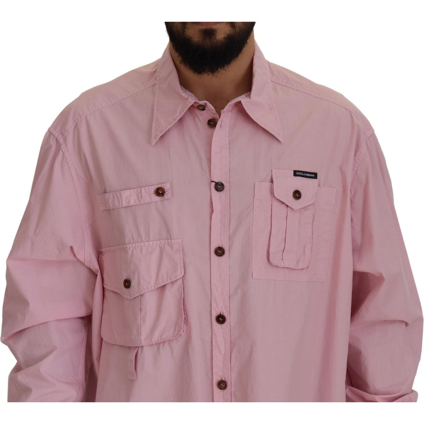 Dolce & Gabbana Elegant Pink Casual Cotton Shirt Dolce & Gabbana Rosy Brown