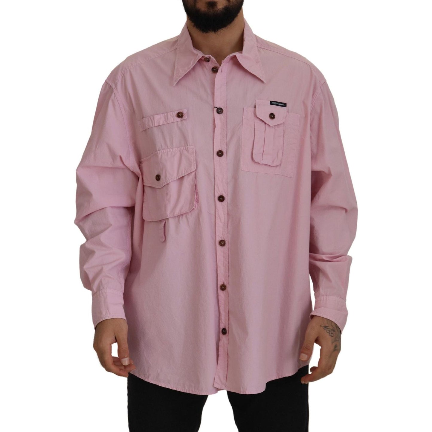 Dolce & Gabbana Elegant Pink Casual Cotton Shirt Dolce & Gabbana Rosy Brown