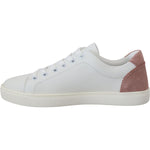 Dolce & Gabbana White Pink Leather Low Top Sneakers Shoes LA10057- 35.5
