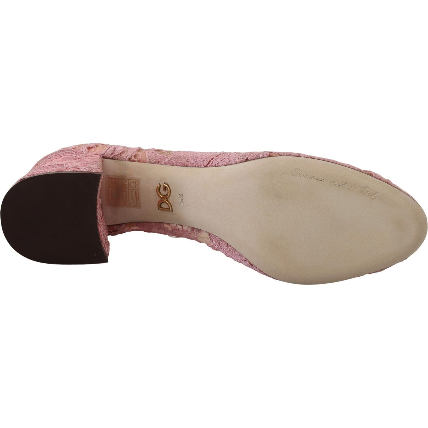 Dolce & Gabbana Pastel Pink Lace Crystal Embellished Pumps Dolce & Gabbana Rosy Brown