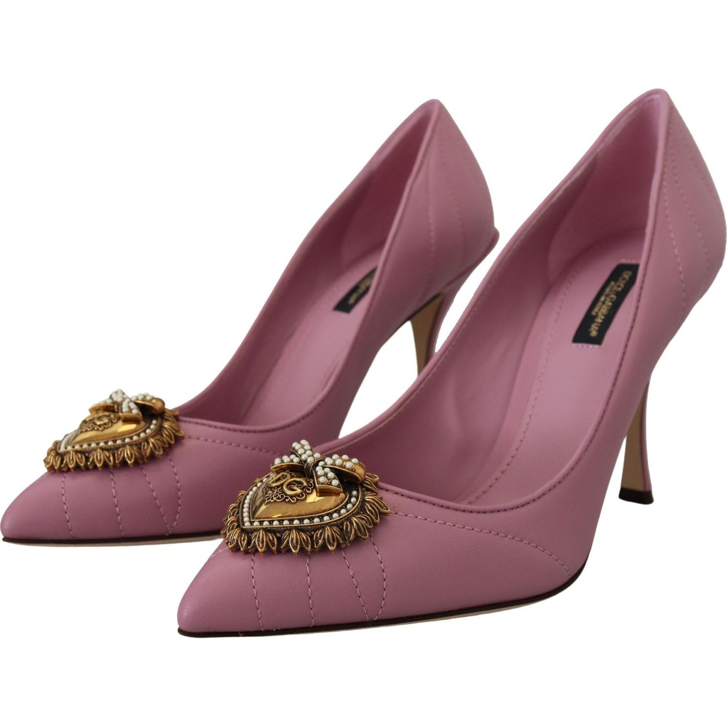 Dolce & Gabbana Devotion Leather Heels in Pink Dolce & Gabbana Dim Gray