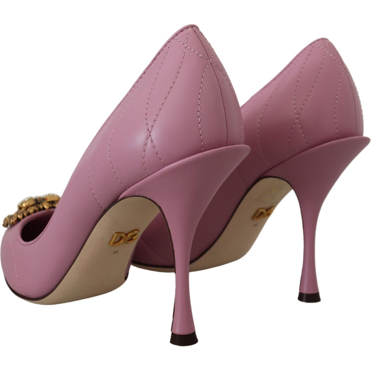 Dolce & Gabbana Devotion Leather Heels in Pink Dolce & Gabbana Dim Gray