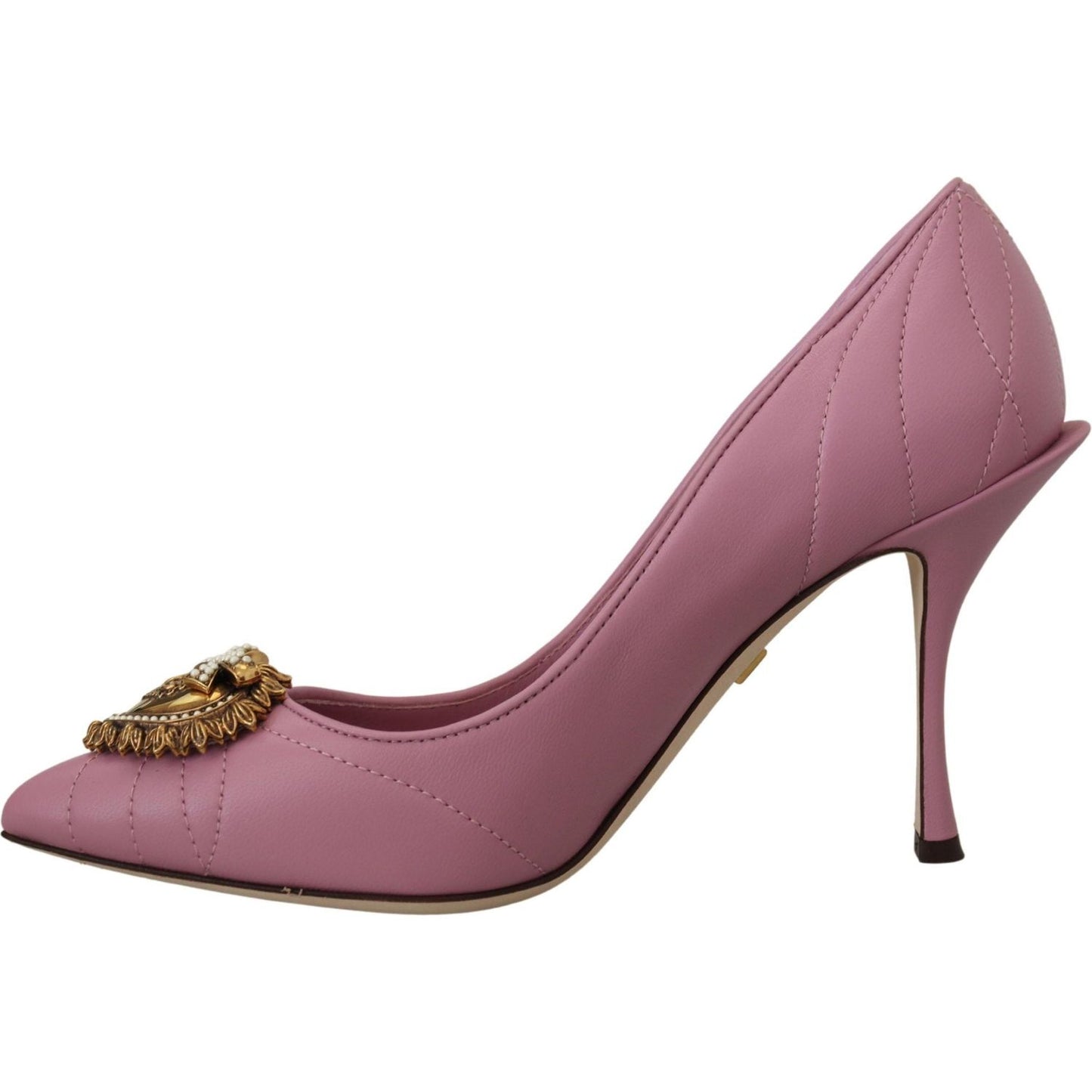 Dolce & Gabbana Devotion Leather Heels in Pink Dolce & Gabbana Dim Gray